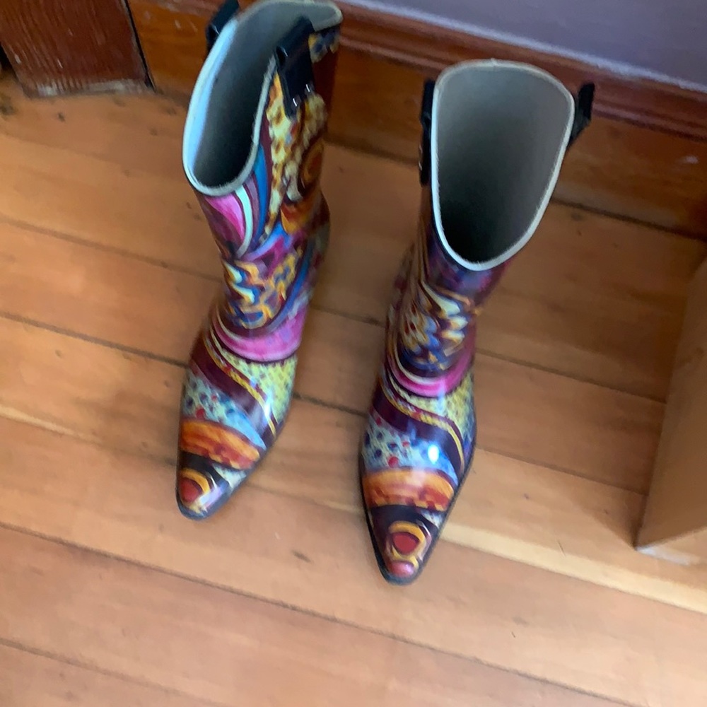 Psychedelic western rain boots